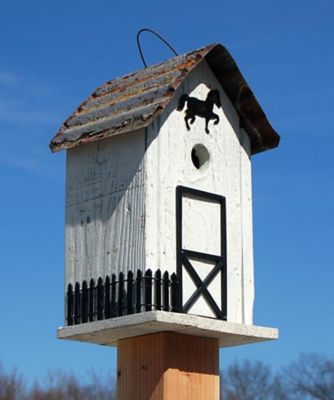 Bird in Hand Amish Made Summitville Stable Bird House, White