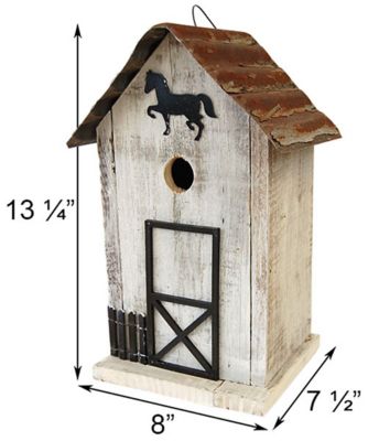Image showing  Amish Made Summitville Stable Bird House, White