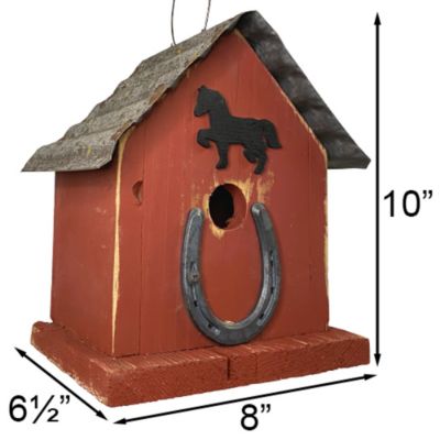 Image showing  Amish Made Huntington Horseshoe Bird House, Red