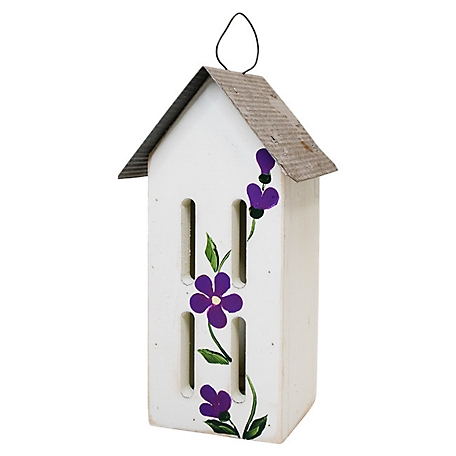 Bird in Hand Amish Made Butterfly House with Flowers, White