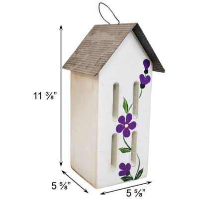 Image showing  Amish Made Butterfly House with Flowers, White