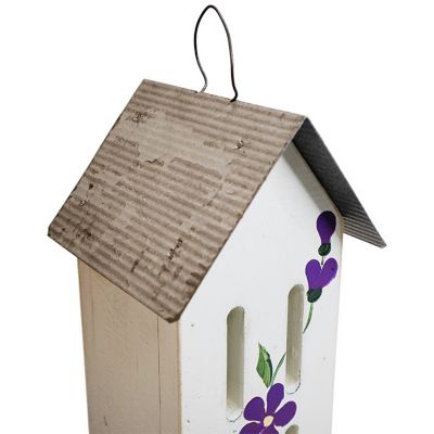 Image showing  Amish Made Butterfly House with Flowers, White