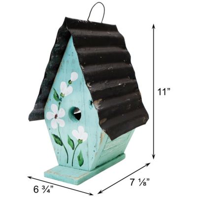 Image showing  Amish Made A-Frame Wren House, Teal