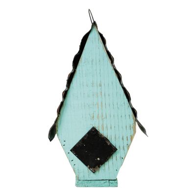 Image showing  Amish Made A-Frame Wren House, Teal