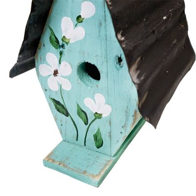 Image showing  Amish Made A-Frame Wren House, Teal