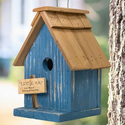 Bird in Hand Amish Made Nestle Inn Bird House, Blue