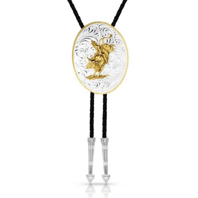 Montana Silversmiths Extra Large Bolo Tie with Bull Rider, BT5909