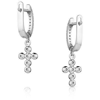 Image showing  Simple Belief Crystal Cross Earrings, ER5859
