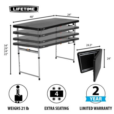 Image showing  4 ft. Fold-In-Half Adjustable Table (Light Commercial)