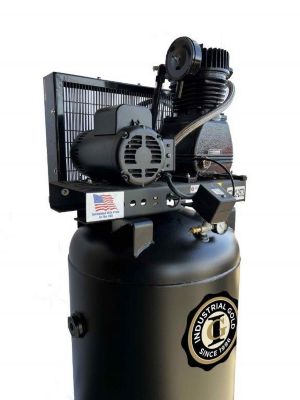 Image showing  5hp, 1 phase, 208-230V, 80 Gallon Vertical, 2 Stage Stationary Piston Air Compressor, 16CFM@175PSI
