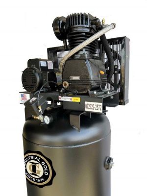 Image showing  5hp, 1 phase, 208-230V, 80 Gallon Vertical, 2 Stage Stationary Piston Air Compressor, 16CFM@175PSI