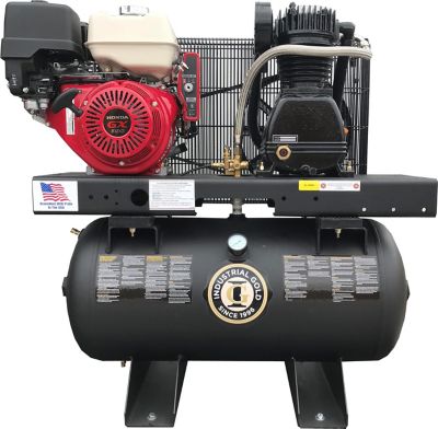 Industrial Gold 13hp, 30 Gallon Honda Electric Start 2 stage Engine Driven Air Compressor, 24CFM@90PSI