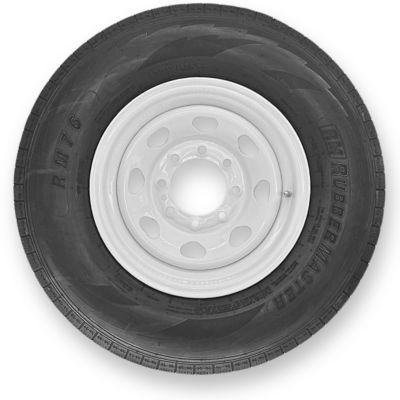 RubberMaster ST235/80R16 12 Ply Highway Rib Tire and 8 on 6.5 Eight Spoke White Wheel Assembly