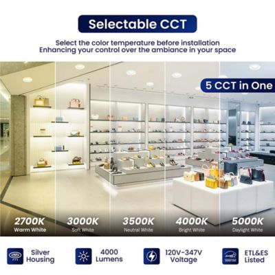 Image showing  4,000-Lumen LED Adjustable Watt 18W/27W/36W Adjustable CCT NATRA Commercial Downlight