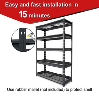 Image showing 5 th Shuntong The Atlas 48 in. Heavy Duty Garage Shelving Load 10000lbs., 5 Tier Metal Storage Shelves