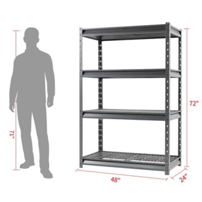 Image showing  The Atlas 48 in. 4-Tier Heavy Duty Garage Shelving Unit Load 12,000 lbs., Gray Vein