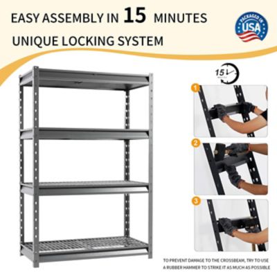 Image showing  The Atlas 48 in. 4-Tier Heavy Duty Garage Shelving Unit Load 12,000 lbs., Gray Vein
