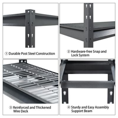 Image showing 5 th Shuntong The Atlas 48 in. 4-Tier Heavy Duty Garage Shelving Unit Load 12,000 lbs., Gray Vein