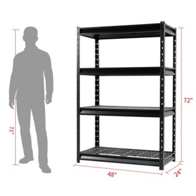 Image showing  The Atlas 48 in. 4-Tier Heavy Duty Garage Shelving Unit Load 12,000 lbs., Hammertone