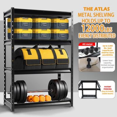 Image showing  The Atlas 48 in. 4-Tier Heavy Duty Garage Shelving Unit Load 12,000 lbs., Hammertone