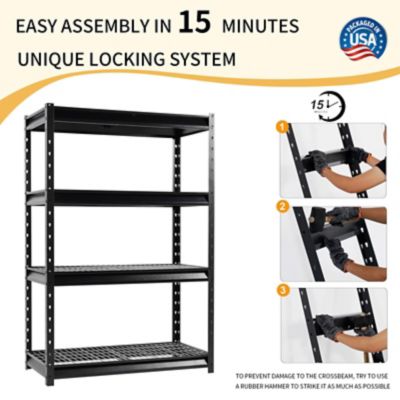Image showing  The Atlas 48 in. 4-Tier Heavy Duty Garage Shelving Unit Load 12,000 lbs., Hammertone