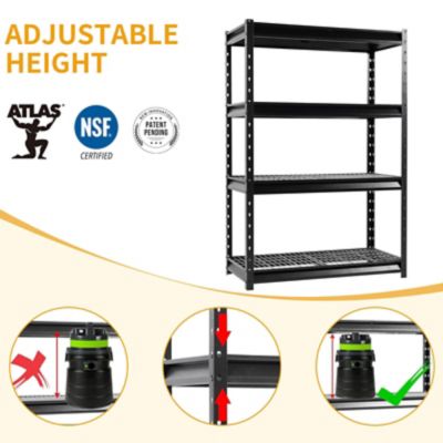 Image showing 5 th Shuntong The Atlas 48 in. 4-Tier Heavy Duty Garage Shelving Unit Load 12,000 lbs., Hammertone