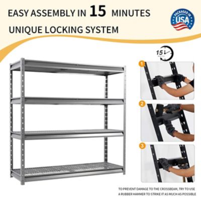 Image showing  The Atlas 72 in. 4-Tier Heavy Duty Garage Shelving Load 8,000 lbs., Gray Vein