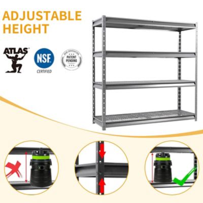 Image showing  The Atlas 72 in. 4-Tier Heavy Duty Garage Shelving Load 8,000 lbs., Gray Vein