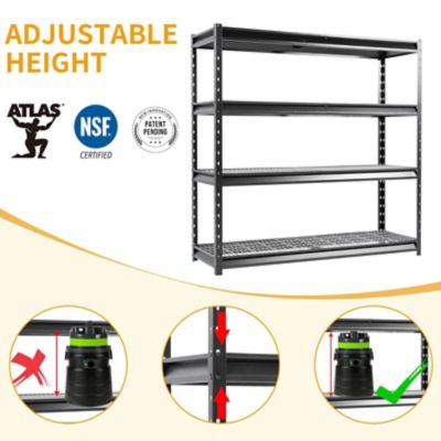 Image showing  The Atlas 72 in. 4-Tier Heavy Duty Garage Shelving Load 8,000 lbs., Hammertone
