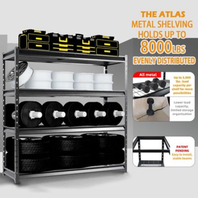 Image showing  The Atlas 72 in. 4-Tier Heavy Duty Garage Shelving Load 8,000 lbs., Hammertone