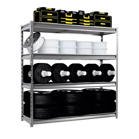 Shuntong The Atlas 72 in Heavy Duty 4-Tier Garage Shelving Unit Load 12 000 lbs Gray Vein Freestanding Shelving Units