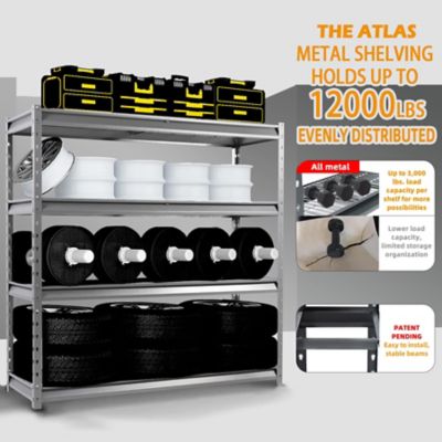 Image showing  The Atlas 72 in. 4-Tier Heavy Duty Garage Shelving Load 12,000 lbs., Gray Vein