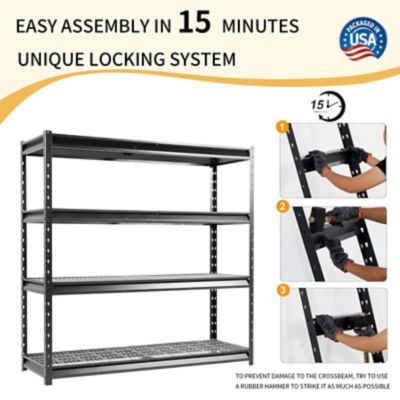 Image showing  The Atlas 72 in. 4-Tier Heavy Duty Garage Shelving Load 12,000 lbs., Hammertone