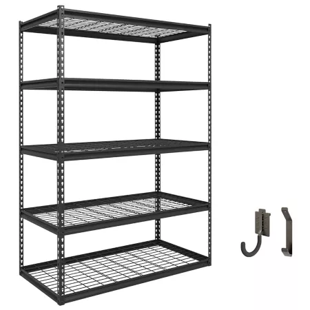 Shuntong The Atlas 48" Heavy Duty 5-Tier Shelving Unit Load 4 000 lbs Dark Gray Freestanding Shelving Units