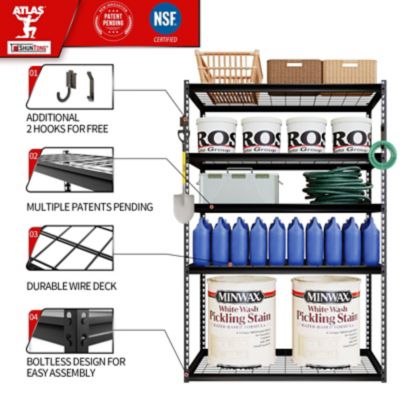 Image showing  The Atlas 48 in. 5 Tier Heavy Duty Shelving Unit Load 4,000 lbs., Dark Gray