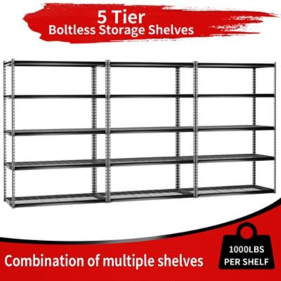 Image showing  The Atlas 48 in. 5 Tier Heavy Duty Shelving Unit Load 4,000 lbs., Dark Gray