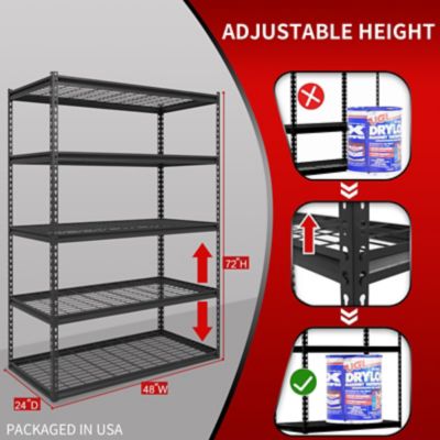 Image showing  The Atlas 48 in. 5 Tier Heavy Duty Shelving Unit Load 4,000 lbs., Dark Gray