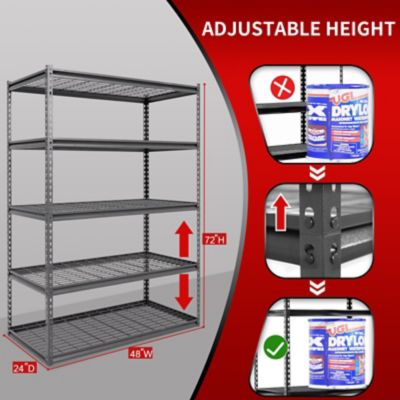 Image showing  The Atlas 48 in. 5 Tier Heavy Duty Shelving Unit Load 4,000 lbs., Hammertone