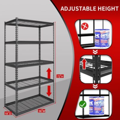 Image showing  The Atlas 36 in. 5 Tier Heavy Duty Shelving Unit Load 4,000 lbs., Dark Gray