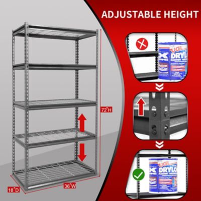 Image showing  The Atlas 36 in. 5 Tier Heavy Duty Shelving Unit Load 4,000 lbs., Hammertone