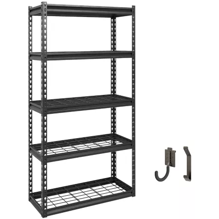 Shuntong The Atlas 30" Heavy Duty 5-Tier Shelving Unit Load 2 500 lbs Dark Gray Freestanding Shelving Units