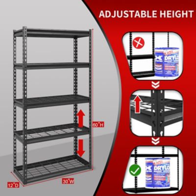 Image showing  The Atlas 30 in. 5 Tier Heavy Duty Shelving Unit Load 2,500 lbs., Dark Gray