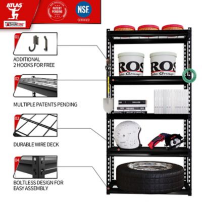Image showing  The Atlas 30 in. 5 Tier Heavy Duty Shelving Unit Load 2,500 lbs., Hammertone