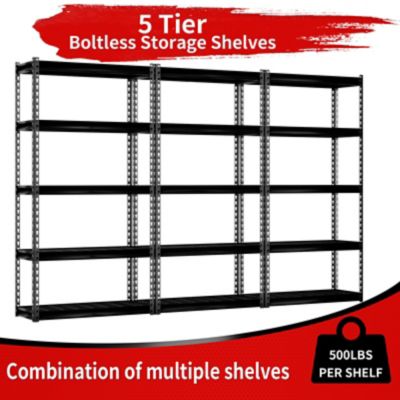 Image showing 6 th Shuntong The Atlas 30 in. 5 Tier Heavy Duty Shelving Unit Load 2,500 lbs., Hammertone