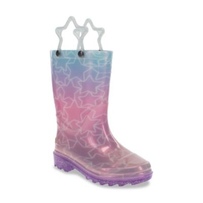 Western Chief Kids' Glitter Star Lighted Rain Boot