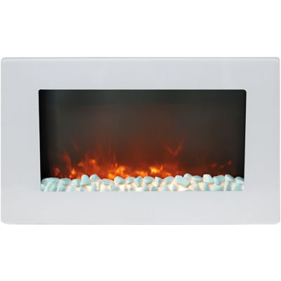 Cambridge 30 in. Callisto Wall Mount Electric Fireplace with Crystal Display, Timer, and Remote, White