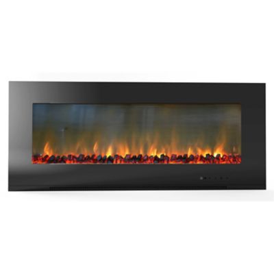 Cambridge 56 in. Metropolitan Wall-Mount Electric Fireplace in Black with Burning Log Display