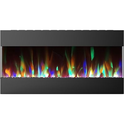 Hanover Fireside 42 in. Recessed/Wall-Mounted Electric Fireplace with Crystals and LED Color-Changing Display, Black