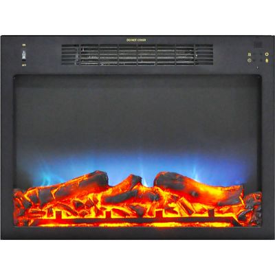 Cambridge 23 in. x 17.1 in. x 5 in. Multi-Color LED Electric Fireplace Insert with Charred Faux Logs