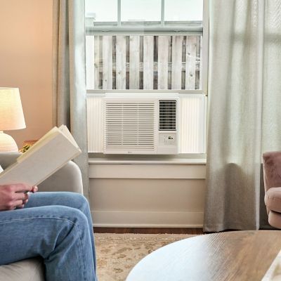 Image showing  12,200 BTU Window Air Conditioner with Cool, Heat and Wi-Fi Control in White